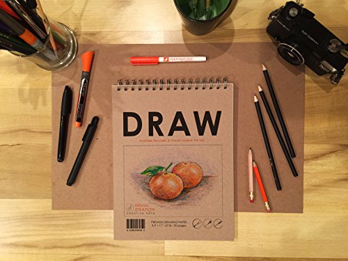 Design Ideation Drawing Book. Heavy paper book style drawing pad for Pencil, Ink, Marker, Charcoal and Watercolor Paints. Great for Art, Design and Education. 8.5" x 11" (1)