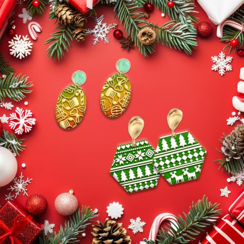 4PCS Christmas Polymer Clay Texture Sheets Set for Using with Clay Cutters, Snowflake Clay Texture Mats, Jewelry Making DIY Christmas Craft Tools - style: Christmas Theme-4pcs