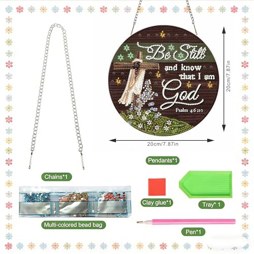 LPDJITO Cross Diamond Art Hanging Kit for Adult, Special Shaped Rhinestone,DIY Acrylic Cross 5D Diamond Art Painting Window Pendants Home Garden Wall Hanging Kits Hanging Ornament - color: Color-14