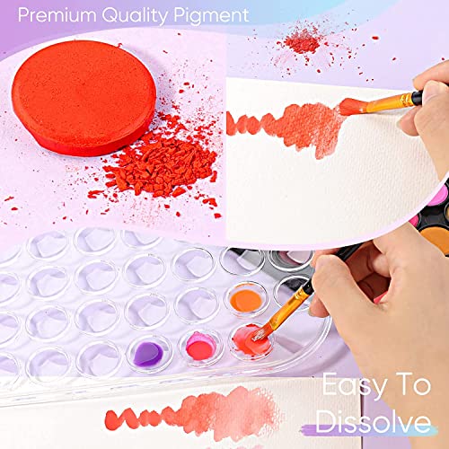 Paint Set, 48 Colors Non-toxic Watercolor Paint with a Brush Refillable a Water Brush Pen and Palette, Washable Water Color Paints Sets for Kids, Adults，and Artists - color: Blue box