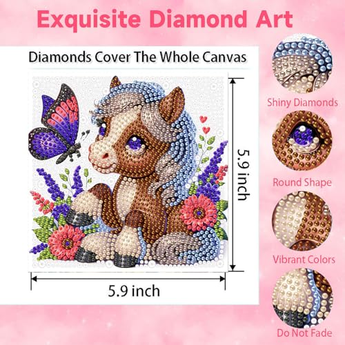 Arttoplus Horse Diamond Art Painting Kits for Kids with Frame 7x7 inch - color: CC1056-US