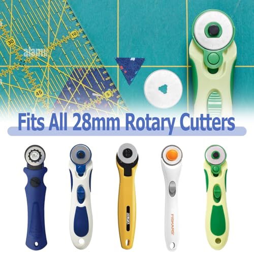 Mesee 10 Pieces Rotary Cutter Blade Set 28mm Rotary Blades Replacement Refill Round Cutting Blades Quilting Tool Accessory for Scrapbooking Sewing Fabric Paper Arts Crafts