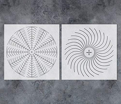 GSS Designs Mandala Dot Art Stencils (2 Pack) - Large Flower Stencil for Dot Mandala Canvas Painting (12x12Inch) - Reusable Painting Stencils for Canvas DIY Art Projects (SL-109)