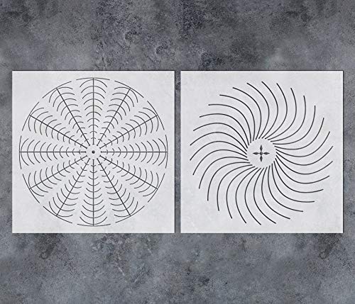 GSS Designs Mandala Dot Art Stencils (2 Pack) - Large Flower Stencil for Dot Mandala Canvas Painting (12x12Inch) - Reusable Painting Stencils for Canvas DIY Art Projects (SL-109)