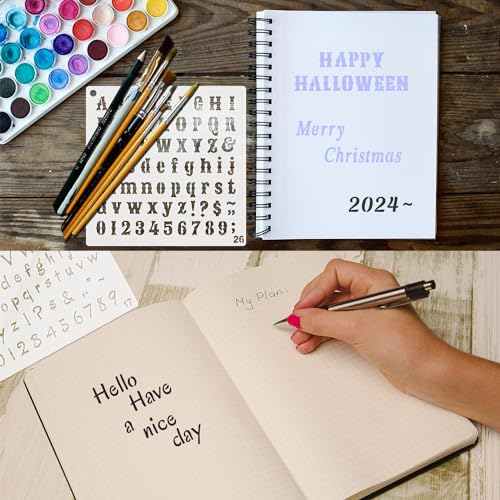 1/2 Inch Letter Stencils for Painting, 30 Pcs Reusable Small Alphabet Letters and Numbers Stencil for Bullet Journaling Crafts Projects