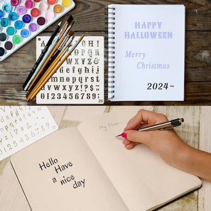 1/2 Inch Letter Stencils for Painting, 30 Pcs Reusable Small Alphabet Letters and Numbers Stencil for Bullet Journaling Crafts Projects