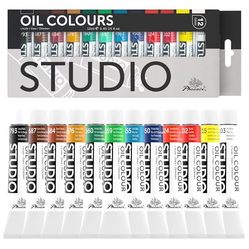 PHOENIX Oil Paint Set - 12x12ml/0.4 Fl Oz Tubes, Non-toxic Oil Based Paints for Canvas Craft Painting, Oil Painting Supplies for Artists, Adults & Beginners - color: 12 Colors x 0.4 fl oz