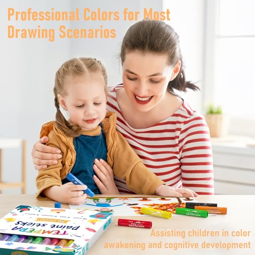 JUPITEARTH Tempera Paint Sticks for Kids, Quick Drying, 36 Colors - color: 36 Colors (Classic, Neon, Metallic, Pastel)