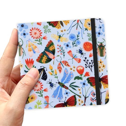 qianshan 4.8" x 4.8" Hardcover Sketchbook,Small Mixed Media Sketch Pad,96 Sheets 80gsm Acid-Free Artist Travel Journal Pocket Blank Notepad for Adults Drawing Painting,Art Supplies.Blue Butterfly - color: 80gsm Cloth-blue butterfly