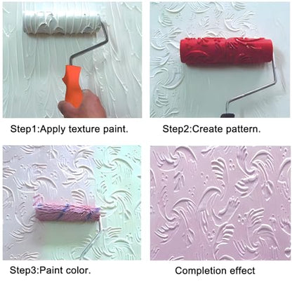 7" Texturing Roller, Patterned Textured Paint Roller, Drywall Texture Tool | Embossed Rubber Paint Roller, Decorative Art Texture Roller, Knockdown Texture Tool for DIY Household Wall Painting (BK317R) - style: BK317R