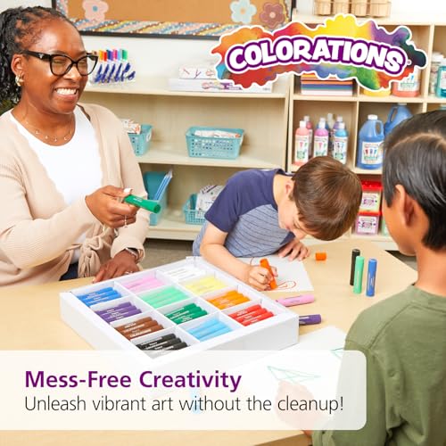 Colorations Tempera Paint Sticks, 144 Pcs, 12 Colors, Non-Toxic, Mess-Free Art Supplies for Kids, Bulk Set for the Classroom - style: Rainbow, 144 PK
