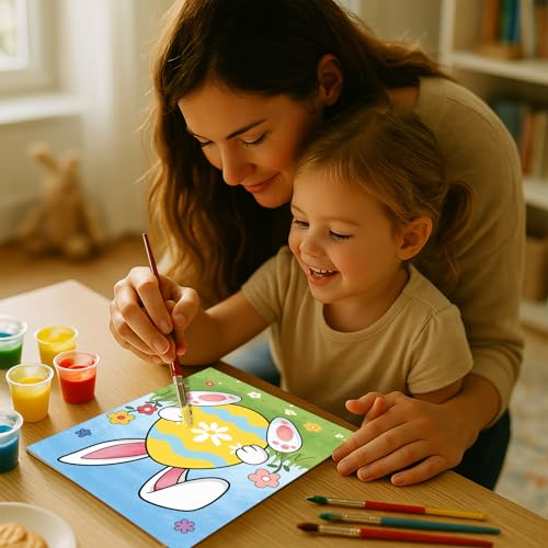 Nuberlic 10Pcs Easter Pre Drawn Canvas to Paint for Kids Girls Boys Painter Teen Adults Happy Easter Bunny Chick Egg Hunt Spring Holiday Painting Kits Pre Stretched Canvas Outline Boards 8x10 inch - size: 8x10, style: Happy Easter