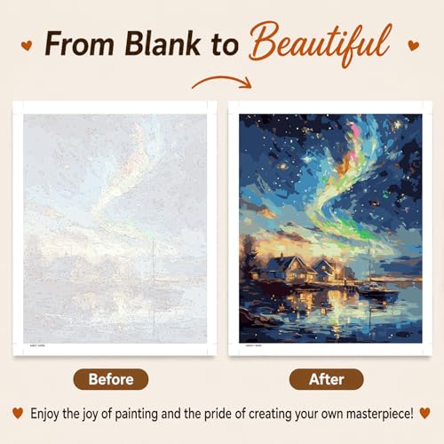 AUKELHJ Paint by Numbers Kit for Adults Beginner, Aurora, 16X20 Inch - color: 09-Landscape