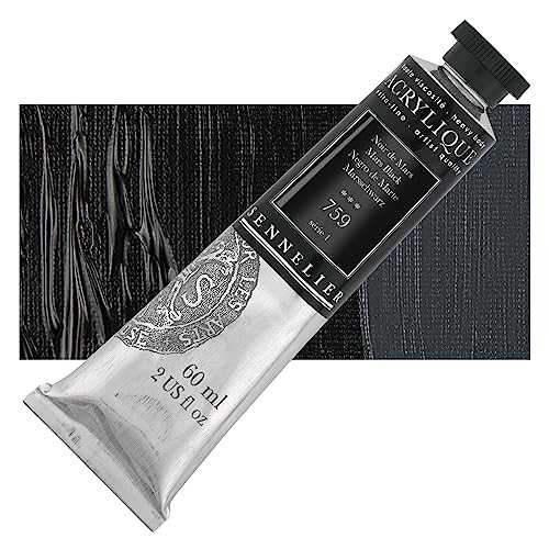 Sennelier Extra-Fine Artists' Acrylic, 60ml, Mars Black S1, 2.02 Fl Oz (Pack of 1) - color: Mars Black S1, size: 2 Fl Oz (Pack of 1)