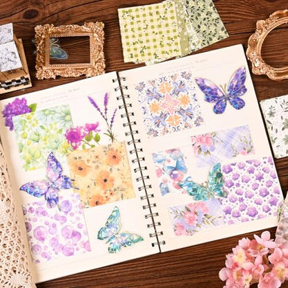 600 Sheets Vintage Floral Scrapbook Paper, 3x3 Inch Journaling Craft Paper
