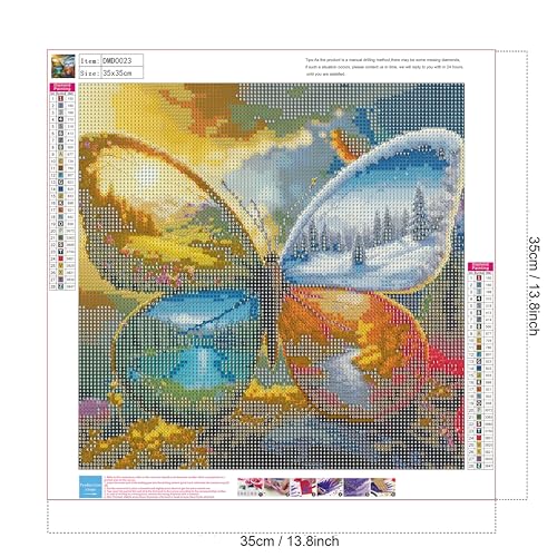ALEXMACLIST 14x14 inch Four Seasons Butterfly Diamond Art Kit - Nature Spring Summer Autumn Winter Scenery, Fantasy Wings Landscape, Full Drill 5D Diamond Painting DIY Craft for biginner Lovers - color: Four Seasons Butterfly 01