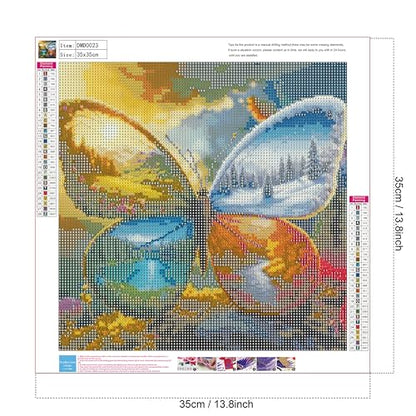 ALEXMACLIST 14x14 inch Four Seasons Butterfly Diamond Art Kit - Nature Spring Summer Autumn Winter Scenery, Fantasy Wings Landscape, Full Drill 5D Diamond Painting DIY Craft for biginner Lovers - color: Four Seasons Butterfly 01
