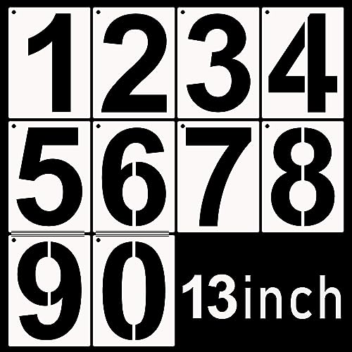 DXCYZ 13 Inch Large Number Stencils Kit 0-9 Address Number Stencil, 10PCS Reusable Plastic Painting Number Templates for Mailbox Signs, Door, Cars, Trucks, Home, Business, Window (13 Inch) - size: 13 Inch