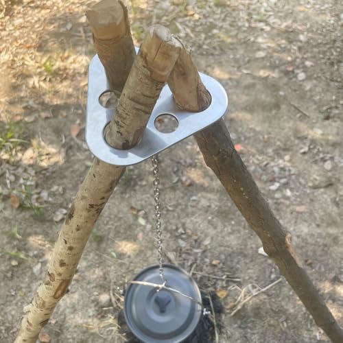 Stainless Steel Camping Tripod Board,Turn Branches into Campfire Tripod | Campfire Support Plate with Adjustable Chain for Hanging Cookware,Rustproof,Portable Camping Gear - color: Plus