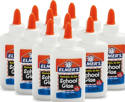 Elmer's Liquid School Glue, Slime & Craft, Safe and Non-Toxic, Washable, White, 4 Ounces Each, 12 Count - For Classroom, Home, Office, Teacher Supplies, #1 Teacher Brand - size: 4 Oz. - 12 count