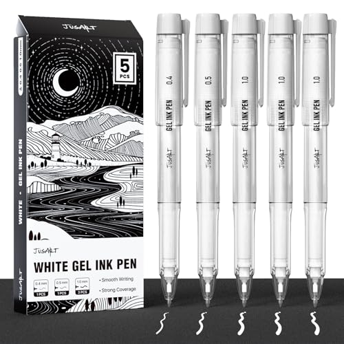 JusArt White Gel Pens + Water Based Coloring Markers 60 Colors