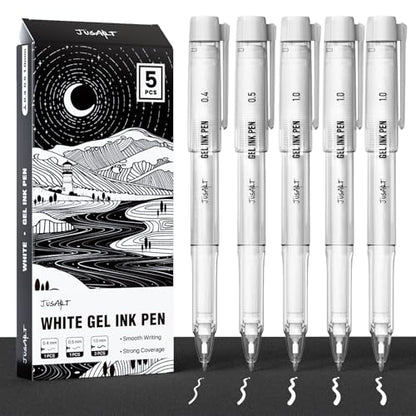 JusArt White Gel Pens + Water Based Coloring Markers 60 Colors