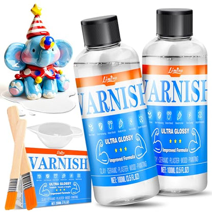 Air Dry Clay Glaze - 200ml Upgrade Formula Clay Varnish, Ultra Gloss Varnish Pottery Glaze, Clay Sealant to Prevent Scratches, Wear, Cracking - Quick Dry, Non-Toxic, Enhance Color Vibrancy - size: Gloss+Gloss