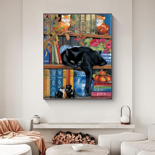 Yezavesu Black Cat Paint by Numbers Kit for Adults Without Frame 16x20 in - color: YOPNF07