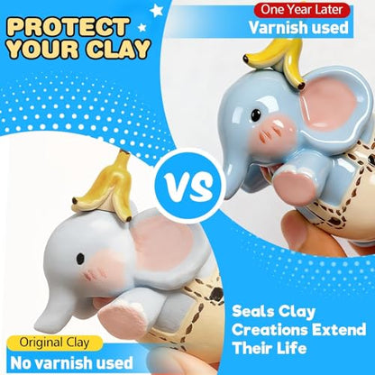 3.4FL OZ Air Dry Clay Glaze & 25pcs Tools Kit, Gloss Protective Sealant | Prevents Cracking, Scratching & Wear, Dotting Tools, Air Dry Clay Sculpting Tools for Carving, Stippling, Molding & Shaping