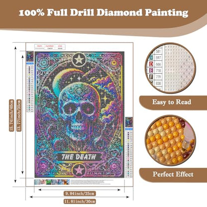 Skull Moon Star Diamond Art Kits for Adults, 5D Diamond Painting Kits - color: CM059