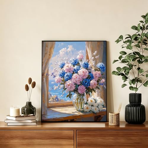 AUKELHJ Paint by Numbers Kit for Adults Beginner, Vase Flowers, 16X20 Inch - color: 17-Flowers