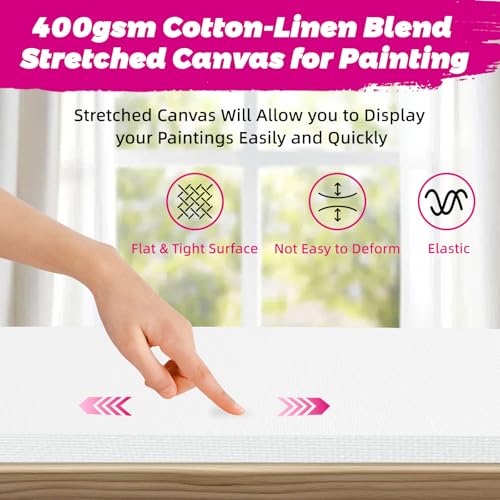 Stretched Canvas for Painting, 2Pack 30X40 Large Canvas for Painting, (400GSM) Triple Primed 2/3" Profile Cotton Professional Artist Quality Blank Canvas,Ready to Paint, Art Supplies for Acrylic, Oil - size: 2pk-30x40 inch