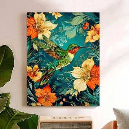 Reivworl Hummingbird Paint by Numbers Kit for Adults Beginner 16×20 inch | Hummingbird Paint by Number Kits 16×20 inch, Crafts on Canvas with Gifts. - color: 16-Hummingbird
