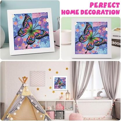 Butterfly Diamond Art Painting Kits for Kids with Frame Ages 6-12 (7x7 in) - color: CC025
