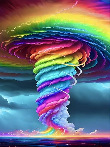 DFPSCLLA 5D Diamond Painting Kits for Adults, Colorful Tornado Diamond Art Kit, DIY Full Round Drill Diamond Dot Gem Art Kits for Beginners, Home Wall Decor 12x16 Inch - color: Tornado