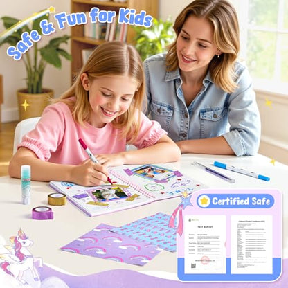 JoyCat DIY Journal & Scrapbook Kit for Girls Ages 8-12 with Storage Bag | Storage bag keeps diary and scrapbook supplies together for journaling, travel and creative play