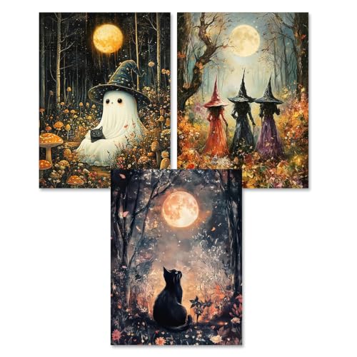 3 Pack Diamond Painting Kits for Adults Halloween Diamond Art for Adult | Full Round Drill Paint by Diamond, Halloween Diamond Painting Gem Art, Arts and Crafts for Adults Beginners 12x16 Inch - color: 3 Pack-Halloween