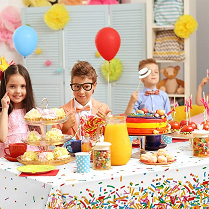 durony 2 Pieces Confetti Sprinkle Tablecloth Disposable Plastic Rectangle Sweet Candy Party Table Cover for Birthday Wedding Party Ice Cream Theme Parties Supplies - style: Confetti Sprinkle