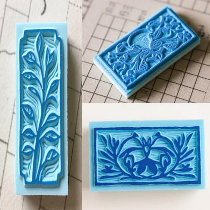 ZOENHOU 20 Pcs 4" x 6" Blue Rubber Carving Blocks, Linoleum Blocks for Printmaking,Soft Rubber Crafts Rubber Stamping Blanks - color: Blue