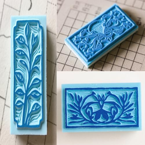 ZOENHOU 20 Pcs 4" x 6" Blue Rubber Carving Blocks, Linoleum Blocks for Printmaking,Soft Rubber Crafts Rubber Stamping Blanks - color: Blue
