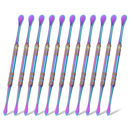 HARFINGTON 11pcs Wax Carving Tool 4.75" Double-Headed Stainless Steel Sculpture Tools Kit Modeling Engraving Sculpting Spoons for Clay Pottery Crafts Shaping, Multicolored Plated - color: Multicolored Plated