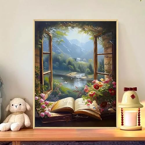 CRZMODE Book Paint by Numbers Kit for Adults, Book Paint by Numbers for Adults, Acrylic Painting Crafts for Home Decor Gift (16x20inch) - color: Landscape(16X20")