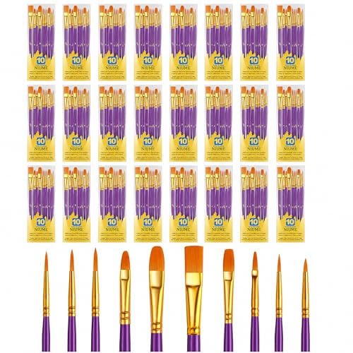 Acrylic Paint Brushes Set, 240Pcs Round Pointed Tip Artist Paintbrushes for Acrylic Painting Oil Watercolor Canvas Boards Rock Body Face Nail Art, Halloween Pumpkin Ceramic Crafts Supplies，Purple - color: Purple, size: 24 Pack
