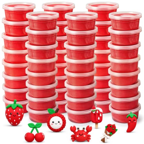 VioraWhite 48 Pcs Air Dry Clay Bulk 1.6lb Modeling Clay Kit,Red - color: Red