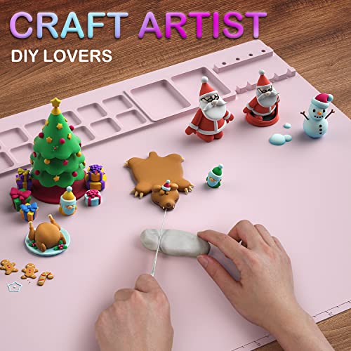 Creator 20"x16" Silicone Painting Mat with Cup - Nonstick Sheet for Resin Jewelry Casting, Art, DIY, Drawing, Clay and Play Doh - color: Pink