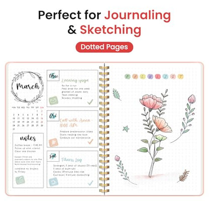 Taja Dotted Spiral Journal Notebook for Women & Men, 140 Pages, Dotted Notebook for Journaling & Note Taking, Journals for Writing, A5(5.7" x 7.9") – Pink - color: B.Pink, style: b-Dotted