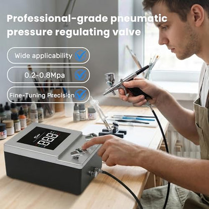 Colima Airbrush Compressor, Air Compressor with 0.5–30 PSI Air Control - color: Airbrush Compressor
