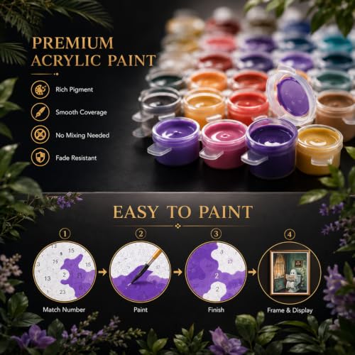 HITO Halloween Paint by Numbers Kit for Adults Ghost 16x20 Inch Frameless - color: The Ghost of the Toilet