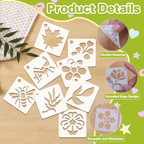 100Pcs Flower Stencils 1.5Inch Small Floral Leaf Stencil for Craft Painting | Reusable Stencils,Wildflower Butterfly Stencil,Floral Stencil,Drawing Templates,Scrapbook,Classroom,Projects,Wood,Sign,Wall - size: 1.5 Inch