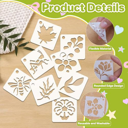 100Pcs Flower Stencils 1.5Inch Small Floral Leaf Stencil for Craft Painting | Reusable Stencils,Wildflower Butterfly Stencil,Floral Stencil,Drawing Templates,Scrapbook,Classroom,Projects,Wood,Sign,Wall - size: 1.5 Inch